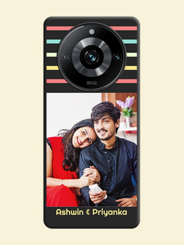 Color Stripes with Photo and Text - Photo on Space Black Soft Matte Mobile Case - Realme 11 Pro 5G