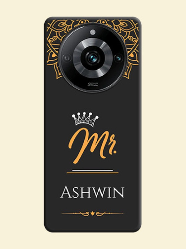 Mr Name with Floral Design on Personalised Space Black Soft Matte Cases - Realme 11 Pro 5G