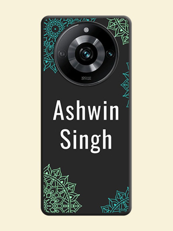 Your Name with Floral Design on Space Black Custom Soft Matte Back Cover - Realme 11 Pro 5G