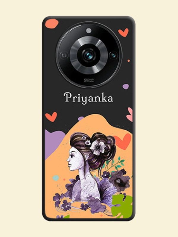 Namecase For Her With Fancy Lady Image On Space Black Personalized Soft Matte Phone Covers - Realme 11 Pro 5G