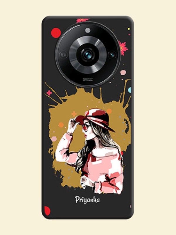Mordern Lady With Color Splash Background With Custom Text On Space Black Personalized Soft Matte Phone Covers - Realme 11 Pro 5G