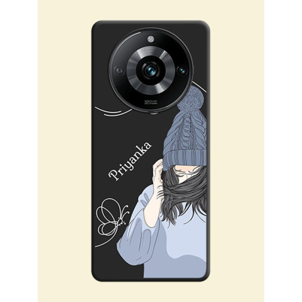 Girl With Blue Winter Outfiit Custom Text Design On Space Black Personalized Soft Matte Phone Covers - Realme 11 Pro Plus 5G Girl With Blue Winter Outfiit Custom Text Design On Space Black Personalized Soft Matte Phone Covers - Realme 11 Pro Plus 5G