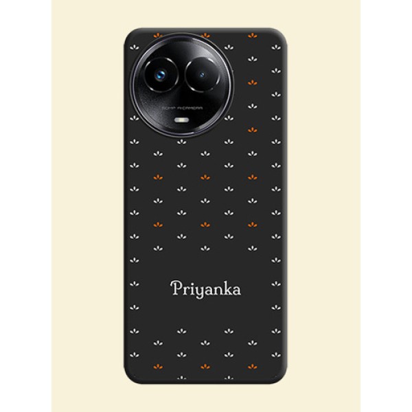Simple Pattern With Custom Text On Space Black Custom Soft Matte Mobile Back Cover - Realme 11X 5G