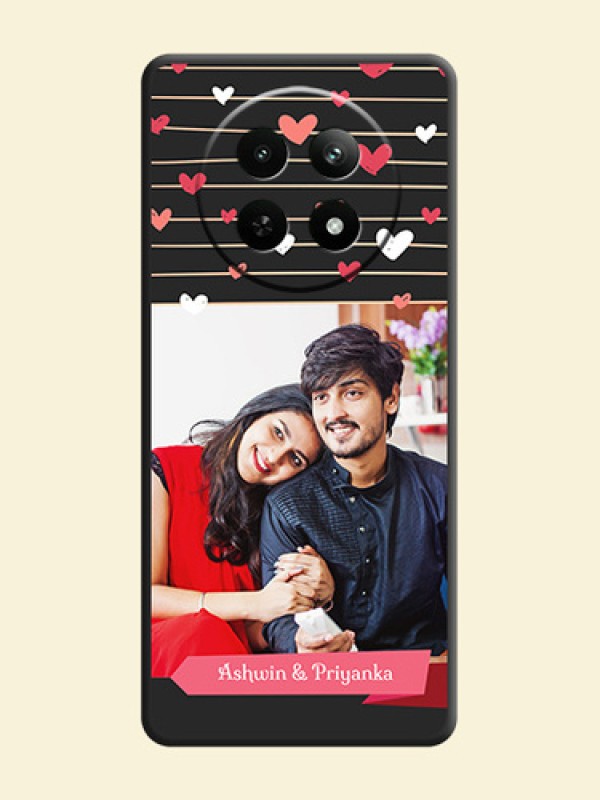 Love Pattern with Name on Pink Ribbon - Photo on Space Black Soft Matte Back Cover - Realme 12 5G