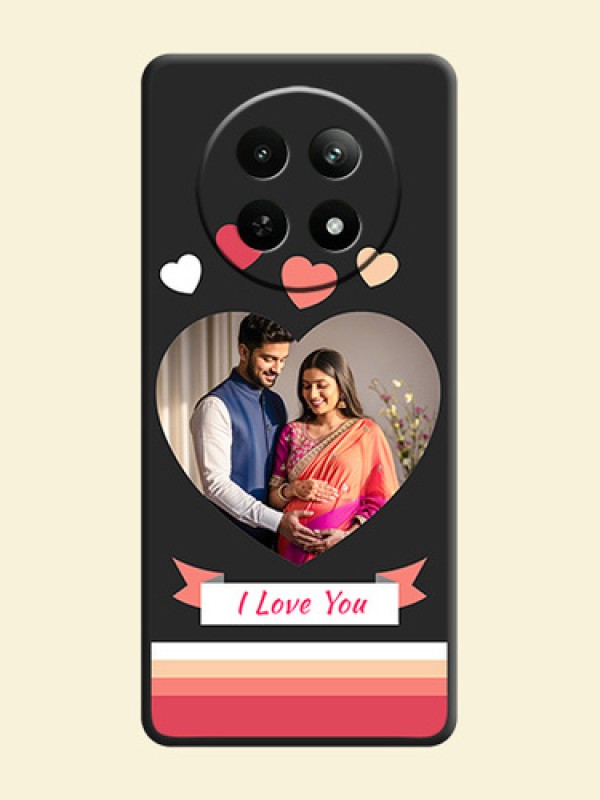 Love Shaped Photo with Colorful Stripes on Personalised Space Black Soft Matte Cases - Realme 12 5G