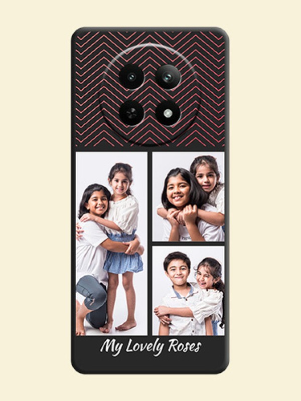 Wave Pattern with 3 Image Holder on Space Black Custom Soft Matte Back Cover - Realme 12 5G