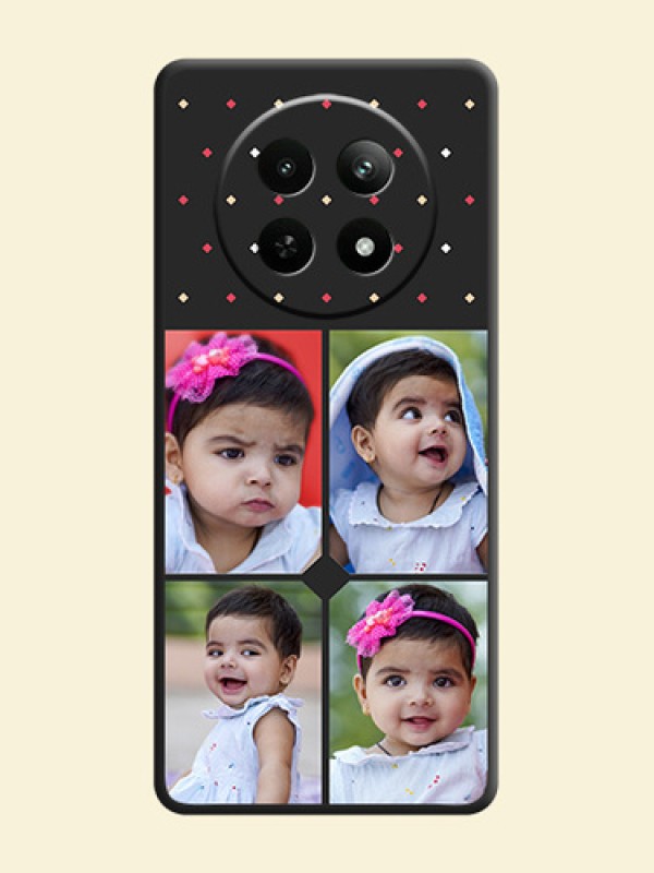 Multicolor Dotted Pattern with 4 Image Holder on Space Black Custom Soft Matte Phone Cases - Realme 12 5G