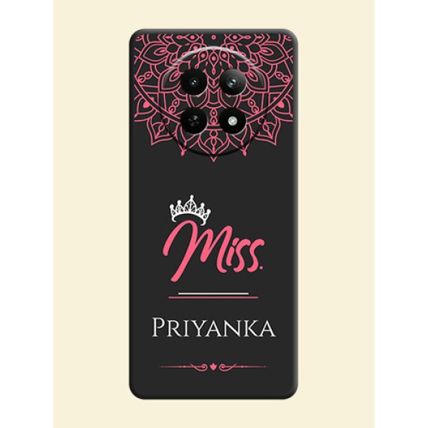 Mrs Name with Floral Design on Space Black Personalized Soft Matte Phone Covers - Realme 12 5G
