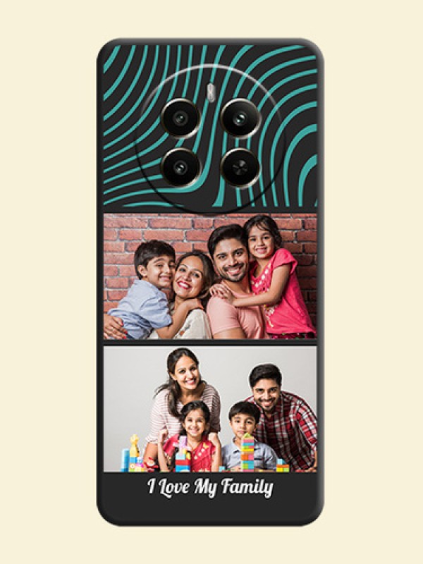 Wave Pattern with 2 Image Holder on Space Black Personalized Soft Matte Phone Covers - Realme 12 Plus 5G