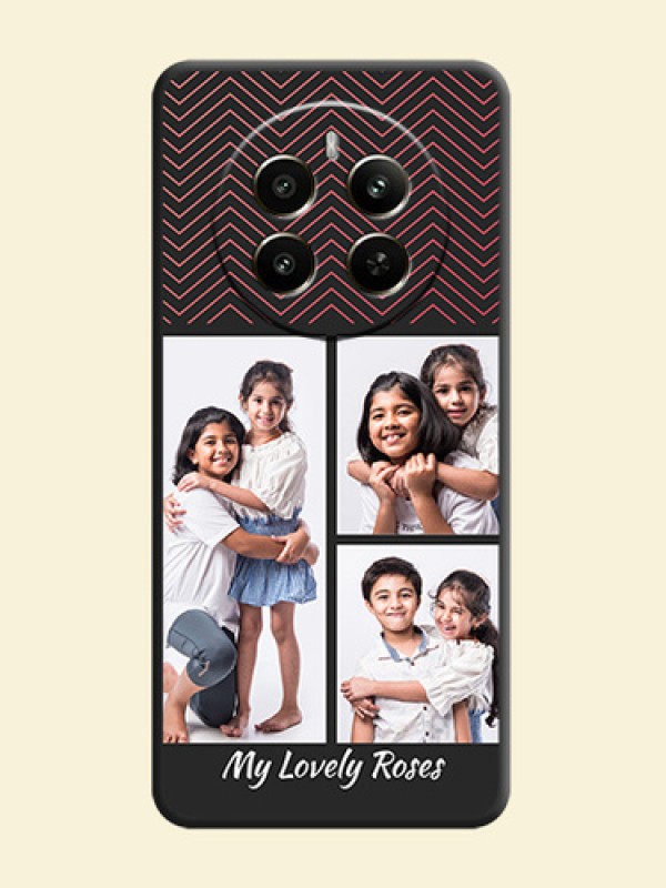 Wave Pattern with 3 Image Holder on Space Black Custom Soft Matte Back Cover - Realme 12 Plus 5G