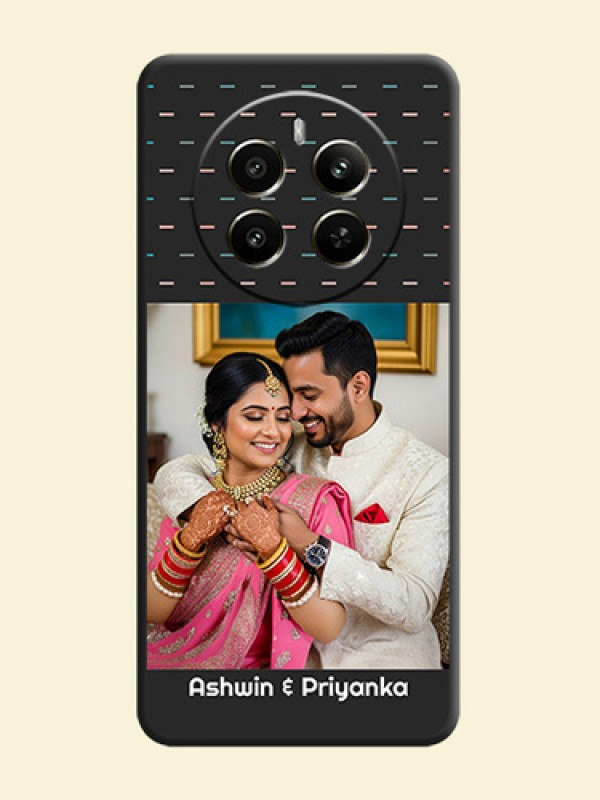 Line Pattern Design with Text on Space Black Custom Soft Matte Phone Back Cover - Realme 12 Plus 5G