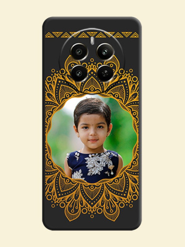 Round Image with Floral Design - Photo on Space Black Soft Matte Mobile Cover - Realme 12 Plus 5G