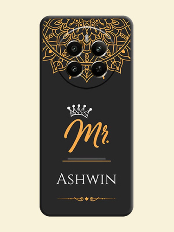 Mr Name with Floral Design on Personalised Space Black Soft Matte Cases - Realme 12 Plus 5G