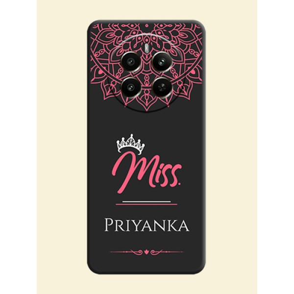 Mrs Name with Floral Design on Space Black Personalized Soft Matte Phone Covers - Realme 12 Plus 5G