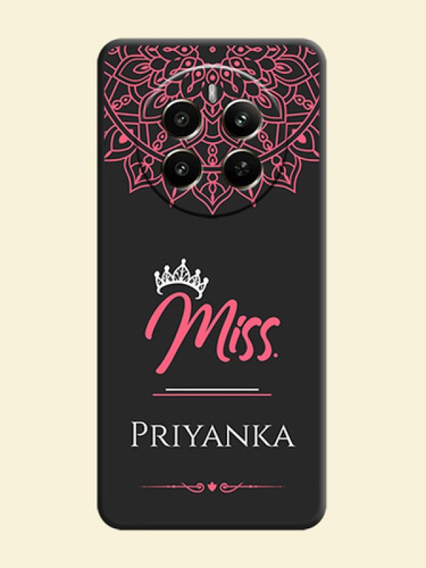Mrs Name with Floral Design on Space Black Personalized Soft Matte Phone Covers - Realme 12 Plus 5G