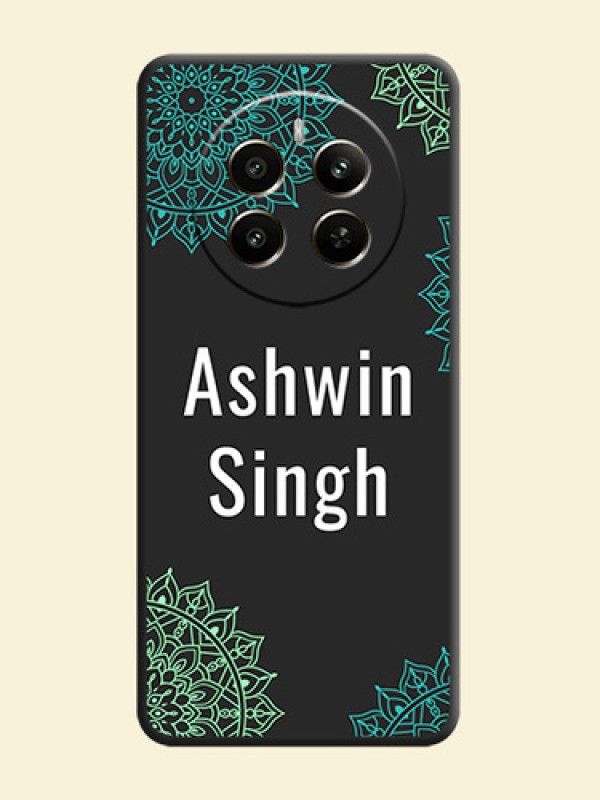 Your Name with Floral Design on Space Black Custom Soft Matte Back Cover - Realme 12 Plus 5G