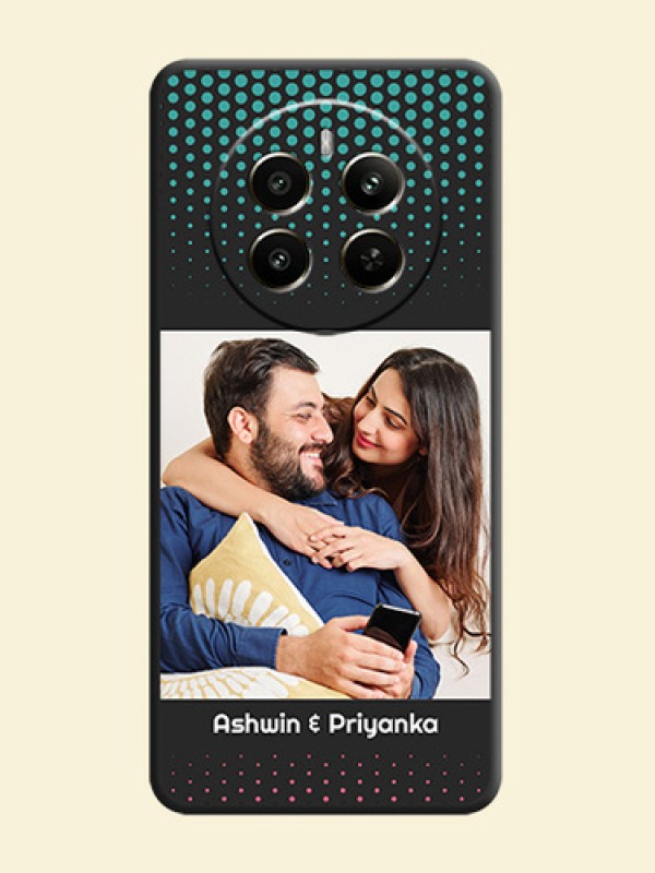 Faded Dots with Grunge Photo Frame and Text on Space Black Custom Soft Matte Phone Cases - Realme 12 Plus 5G