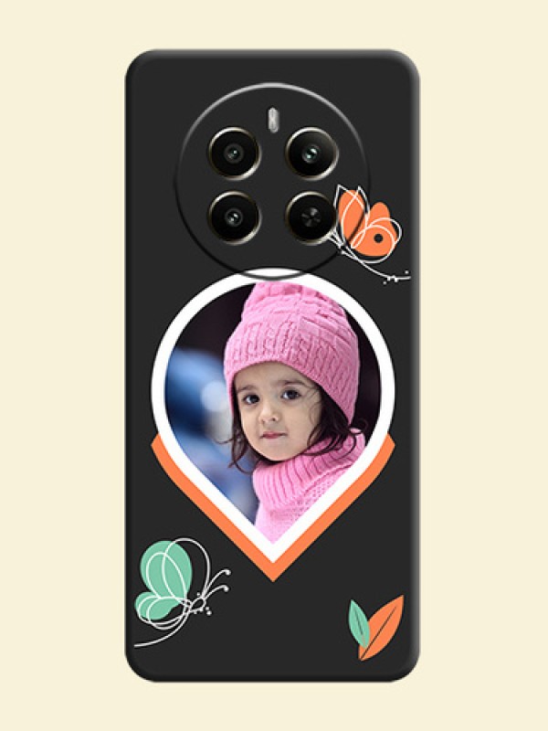 Upload Pic With Simple Butterly Design On Space Black Personalized Soft Matte Phone Covers - Realme 12 Plus 5G