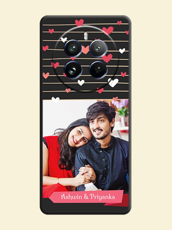 Love Pattern with Name on Pink Ribbon - Photo on Space Black Soft Matte Back Cover - Realme 12 Pro 5G