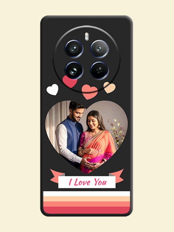 Love Shaped Photo with Colorful Stripes on Personalised Space Black Soft Matte Cases - Realme 12 Pro 5G