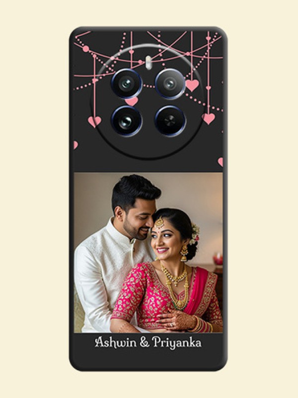 Pink Love Hangings with Text on Space Black Custom Soft Matte Back Cover - Realme 12 Pro 5G