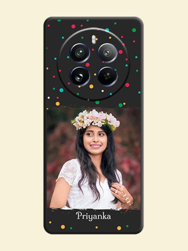 Multicolor Dotted Pattern with Text on Space Black Custom Soft Matte Phone Back Cover - Realme 12 Pro 5G