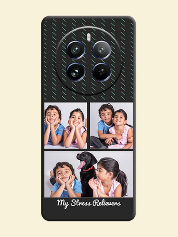 Cross Dotted Pattern with 2 Image Holder on Personalised Space Black Soft Matte Cases - Realme 12 Pro 5G