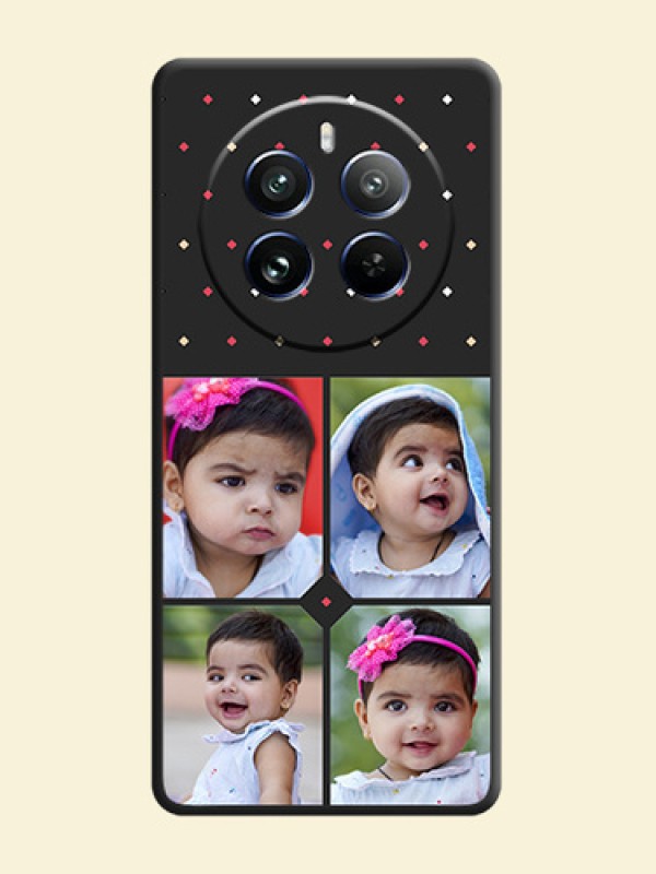 Multicolor Dotted Pattern with 4 Image Holder on Space Black Custom Soft Matte Phone Cases - Realme 12 Pro 5G
