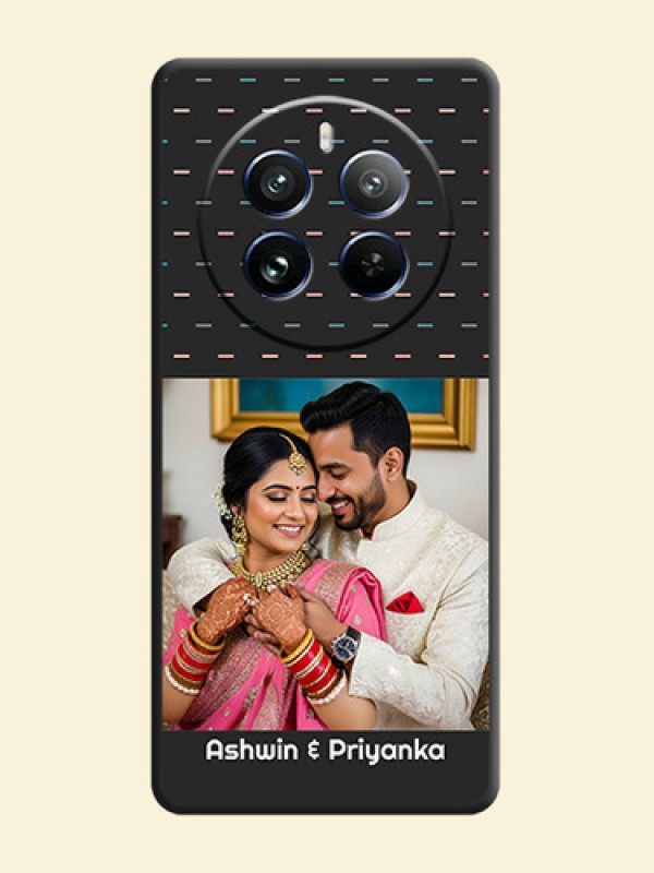Line Pattern Design with Text on Space Black Custom Soft Matte Phone Back Cover - Realme 12 Pro 5G
