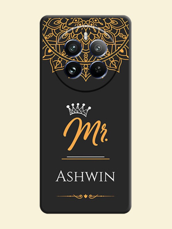 Mr Name with Floral Design on Personalised Space Black Soft Matte Cases - Realme 12 Pro 5G