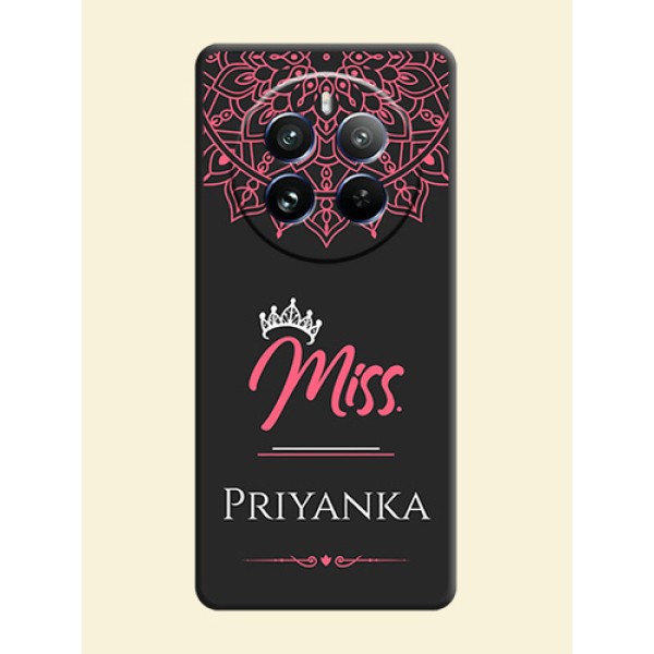 Mrs Name with Floral Design on Space Black Personalized Soft Matte Phone Covers - Realme 12 Pro 5G