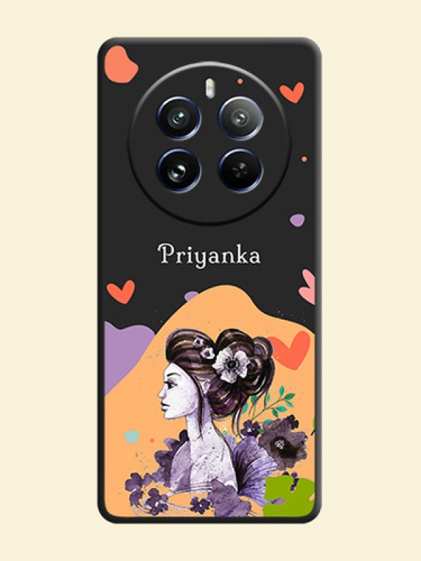 Namecase For Her With Fancy Lady Image On Space Black Personalized Soft Matte Phone Covers - Realme 12 Pro 5G