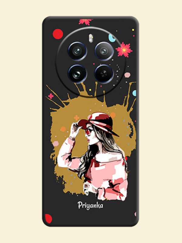 Mordern Lady With Color Splash Background With Custom Text On Space Black Personalized Soft Matte Phone Covers - Realme 12 Pro 5G