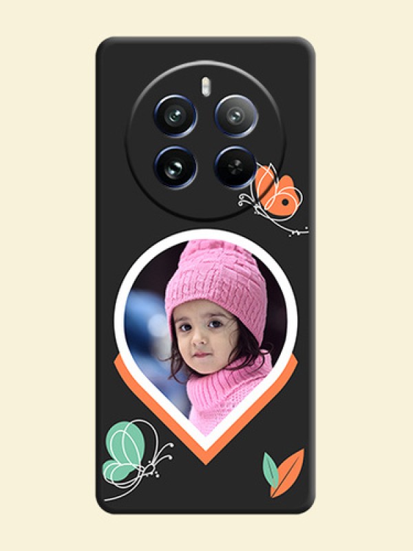 Upload Pic With Simple Butterly Design On Space Black Personalized Soft Matte Phone Covers - Realme 12 Pro 5G