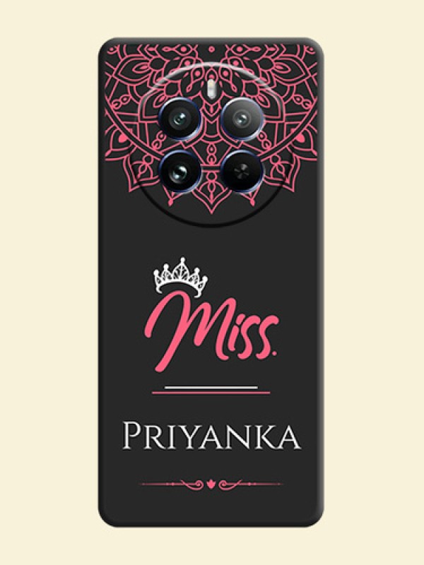 Mrs Name with Floral Design on Space Black Personalized Soft Matte Phone Covers - Realme 12 Pro Plus 5G
