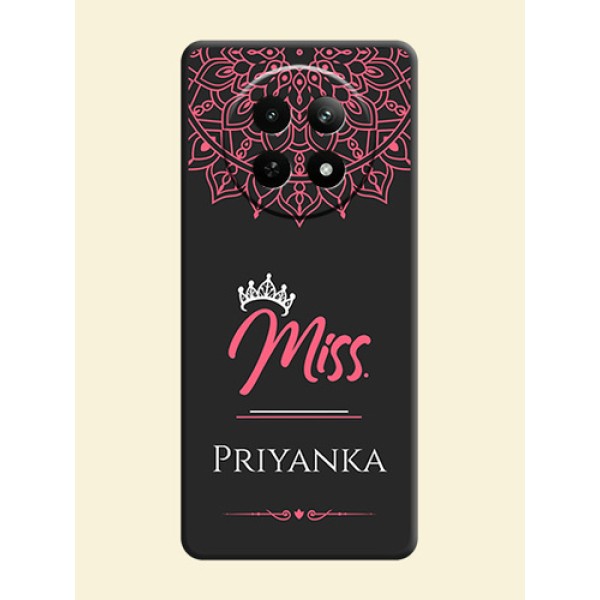 Mrs Name with Floral Design on Space Black Personalized Soft Matte Phone Covers - Realme 12X 5G