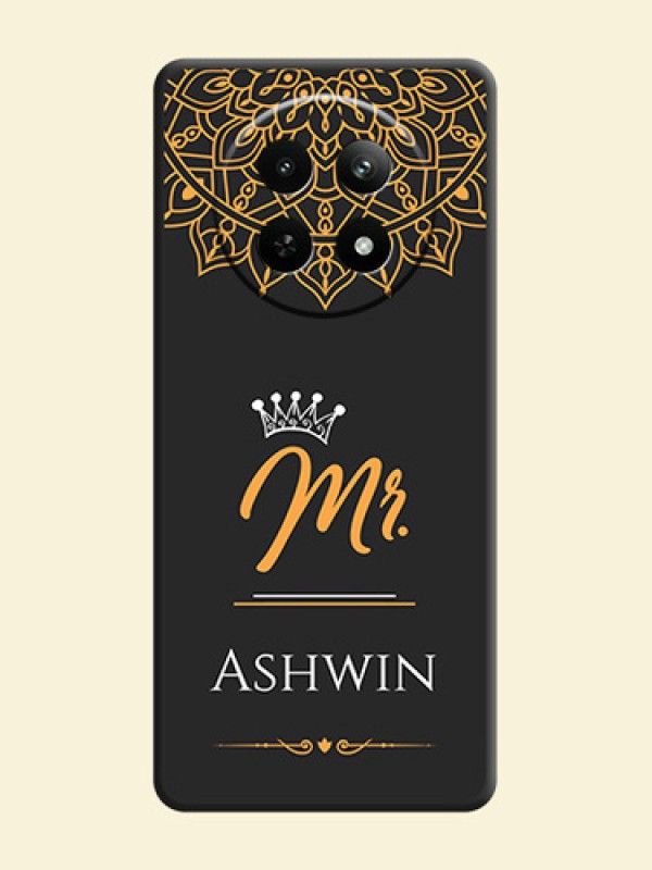 Mr Name with Floral Design On Space Black Custom Soft Matte Mobile Back Cover - Realme 13 5G