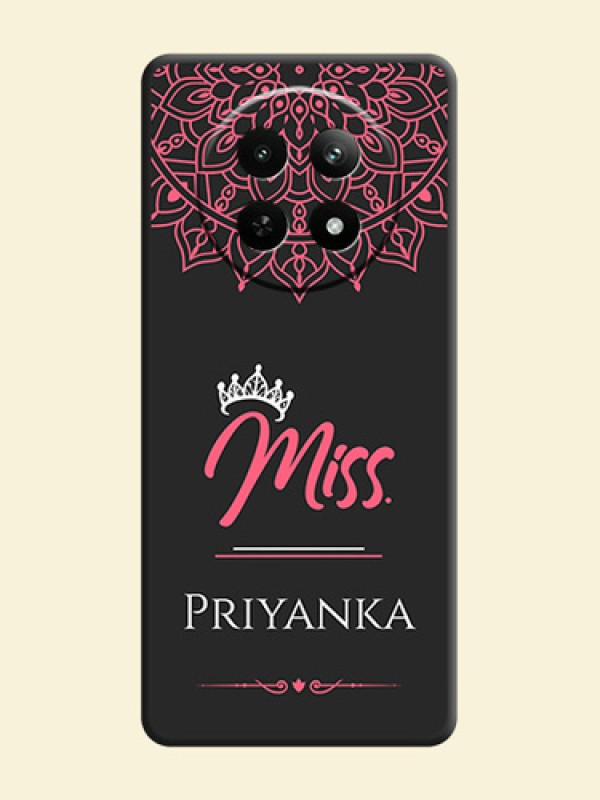 Mrs Name with Floral Design On Space Black Custom Soft Matte Mobile Back Cover - Realme 13 5G