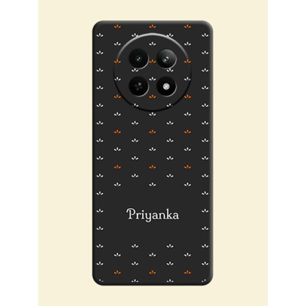 Simple Pattern With Custom Text On Space Black Custom Soft Matte Mobile Back Cover - Realme 13 5G