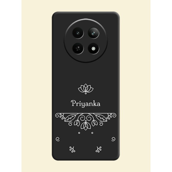 Lotus Garden Custom Text On Space Black Custom Soft Matte Mobile Back Cover - Realme 13 5G