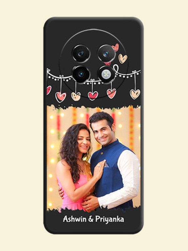 Pink Love Hangings with Name On Space Black Custom Soft Matte Mobile Back Cover - Realme 13 Plus 5G