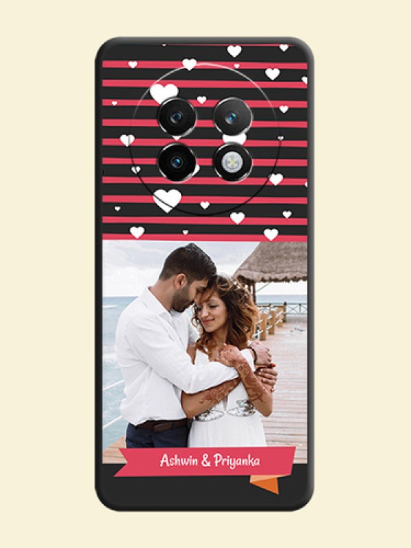White Color Love Symbols with Pink Lines Pattern On Space Black Custom Soft Matte Mobile Back Cover - Realme 13 Plus 5G