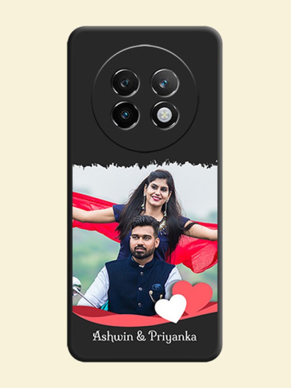 Pin Color Love Shaped Ribbon Design with Text On Space Black Custom Soft Matte Mobile Back Cover - Realme 13 Plus 5G