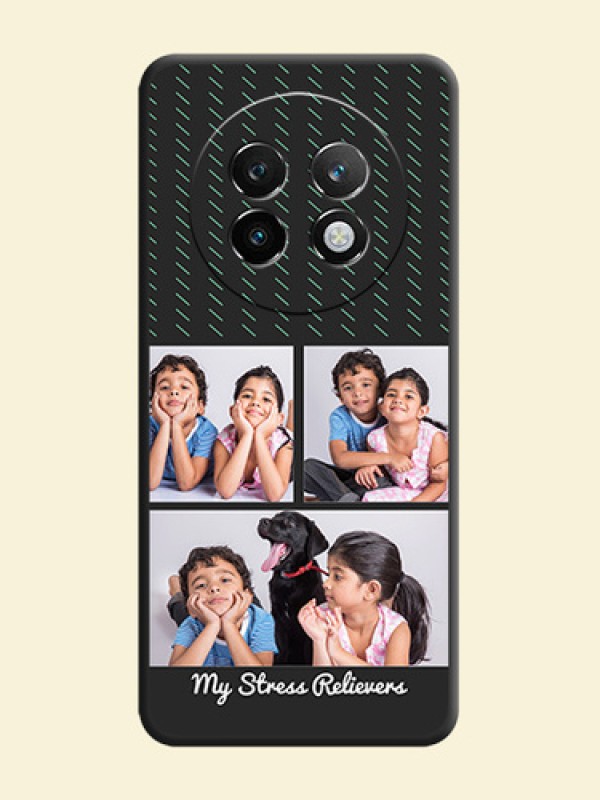 Cross Dotted Pattern with 2 Image Holder On Space Black Custom Soft Matte Mobile Back Cover - Realme 13 Plus 5G