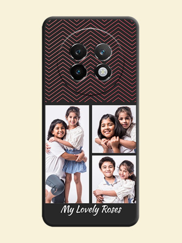 Wave Pattern with 3 Image Holder On Space Black Custom Soft Matte Mobile Back Cover - Realme 13 Plus 5G