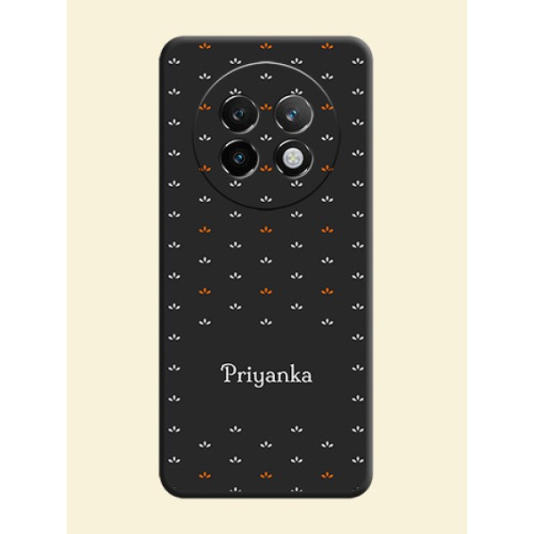 Simple Pattern With Custom Text On Space Black Custom Soft Matte Mobile Back Cover - Realme 13 Plus 5G