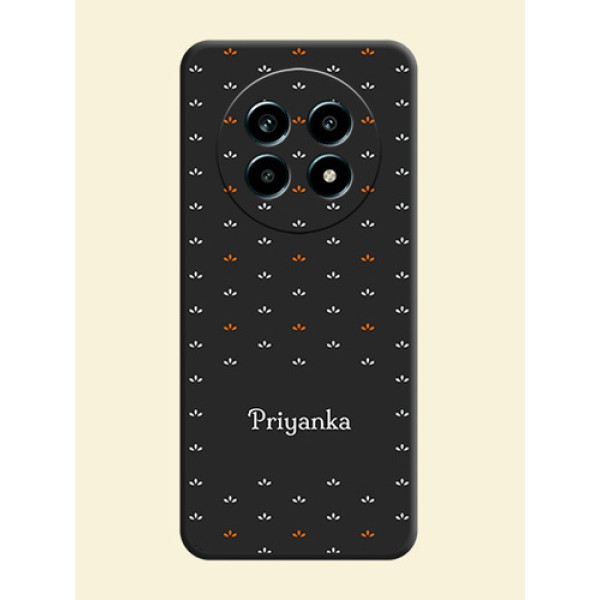 Simple Pattern With Custom Text On Space Black Custom Soft Matte Mobile Back Cover - Realme 13 Pro 5G