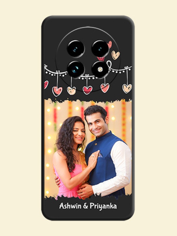 Pink Love Hangings with Name On Space Black Custom Soft Matte Mobile Back Cover - Realme 13 Pro Plus 5G