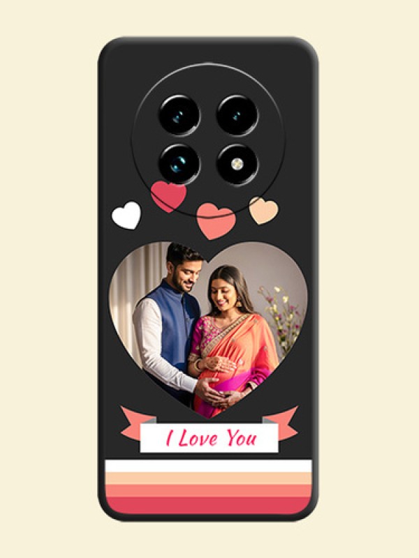 Love Shaped Photo with Colorful Stripes On Space Black Custom Soft Matte Mobile Back Cover - Realme 13 Pro Plus 5G