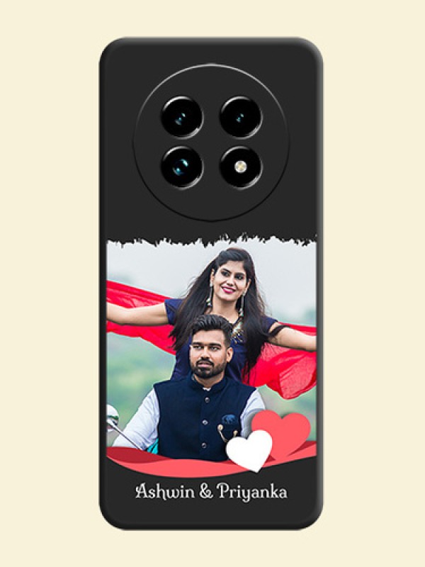 Pin Color Love Shaped Ribbon Design with Text On Space Black Custom Soft Matte Mobile Back Cover - Realme 13 Pro Plus 5G